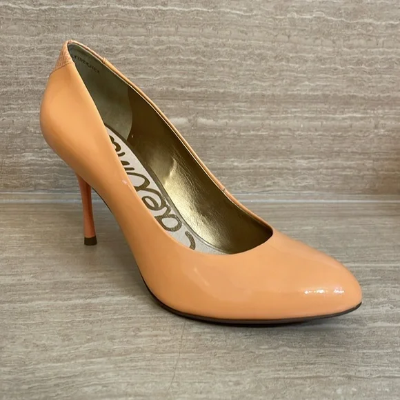 SAM EDELMAN UEC size 8 “Camdyn” Stiletto Heels coral orange pink heel detail - Picture 2 of 16